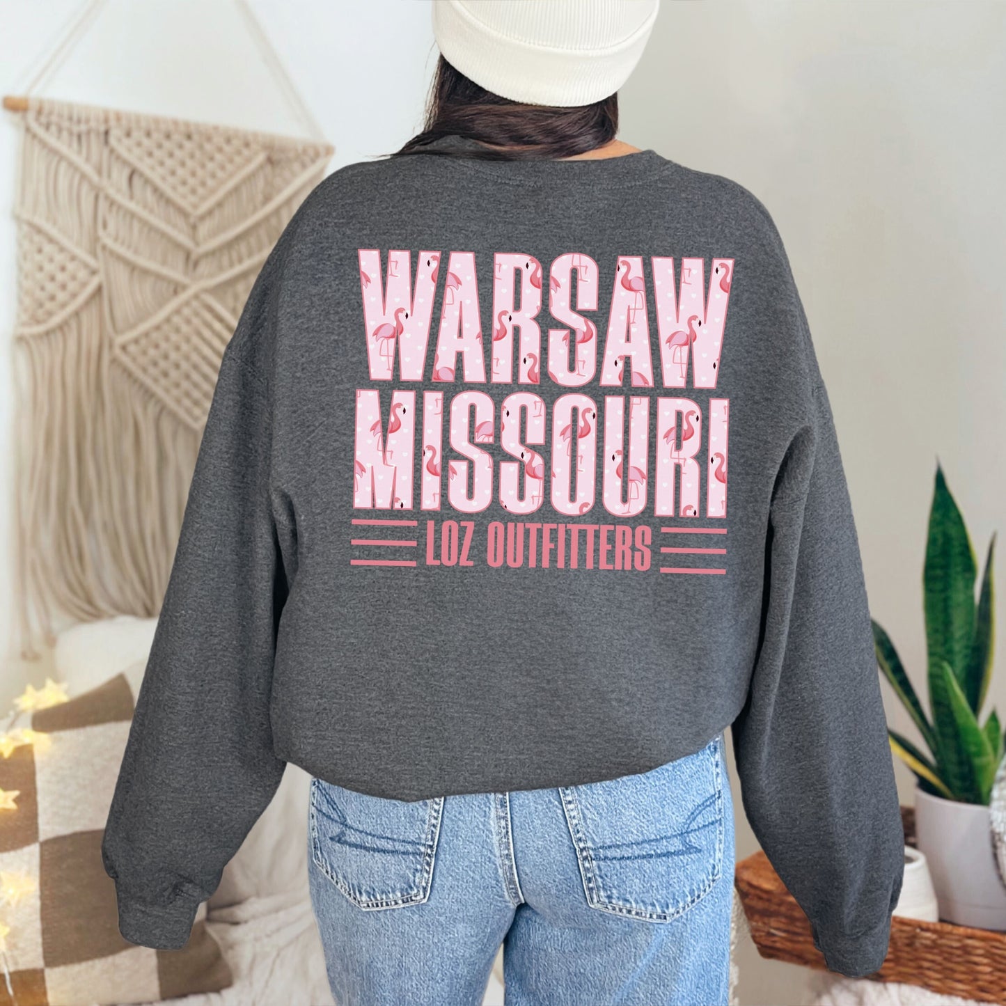 Warsaw Mo Flamingo White Hearts