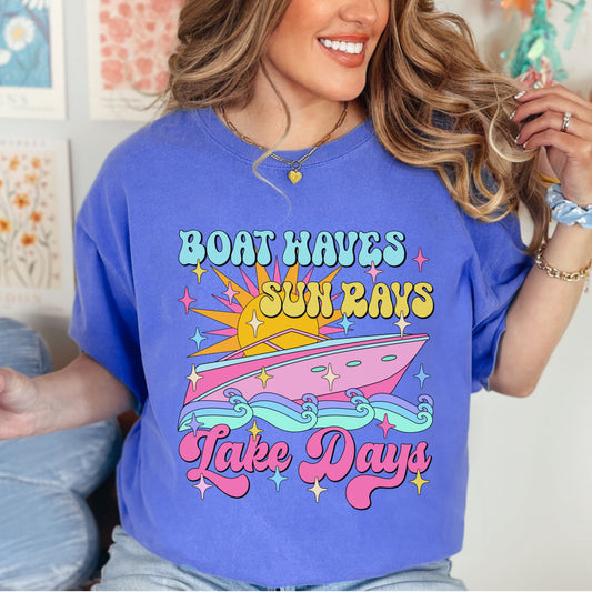 Boat Waves, Sun rays, Lake Days